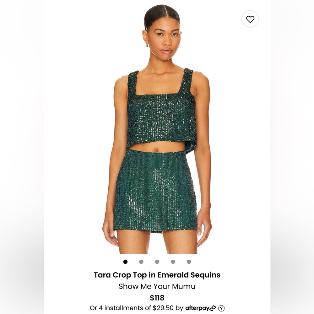 Tara Crop Top Emerald Sequins - Show Me Your Mumu